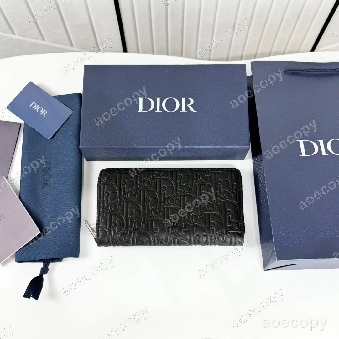 可愛い ディオール レザー ブラック ロングウォレット N級品 No.0033